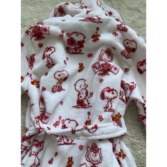 Peanuts Snoopy Charlie Brown Whole Gang Valentines Soft Robe Women’s Sz S / M - Picture 11 of 11